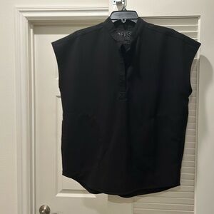 Figs- Black Rafaela Mandarin collar. Size XS